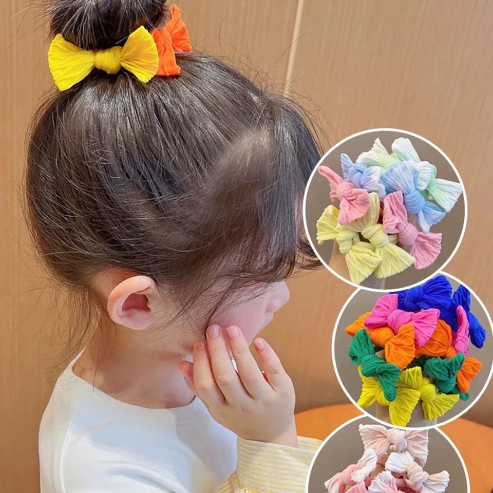 Scrunchie Satin Set - 5 шт./компл., милый бант, однотонные цвета,