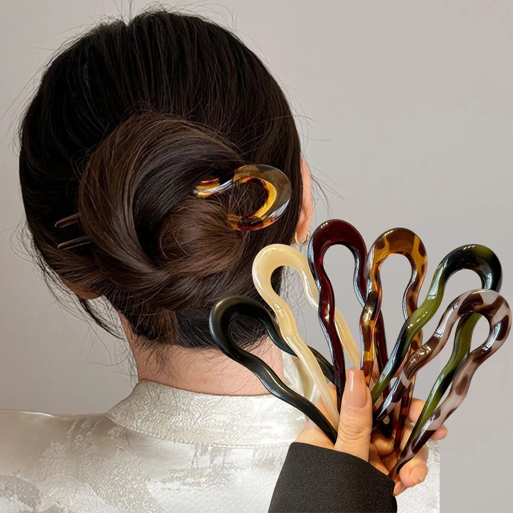 Hair Fork Stick - U-образная вилка для волос, модная черепаховая